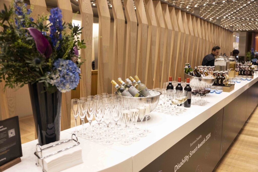 Table of refreshments at at the Disability Smart Awards 2024 ceremony.